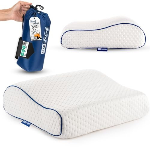Marcolumb Reisekissen-Campingkissen-ergonomisches Memory-Schaum-Kissen mit temperaturregulierendem Bezug-Oeko-TEX Made IN Green