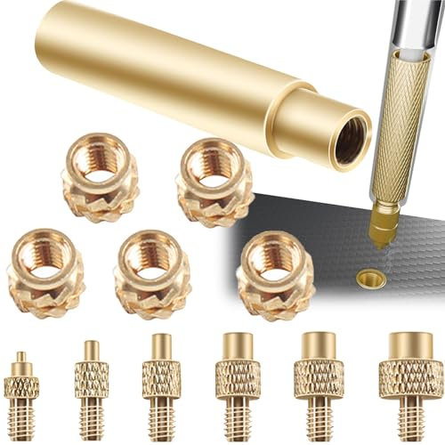 Mikqky 6 Pièces Pointe De Fer à Souder Kit Pour Imprimante 3D, Pointe De Fer à Souder Filetée, Pointes à Souder Laiton, Pointes Filets Rapportés, Insert à Pointe Filetée, M2 (M2,5)/ M3/ M4/ M5/ M6/ M8