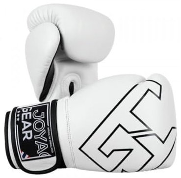JOYA Gants de kick boxing de qualité supérieure - Blanc 14oz - Fabriqués à la main en Thaïlande en Cuir véritable - Gants de Sparring Arts Martiaux - Kick Boxing Muay Thai - Gants de boxe pour homme