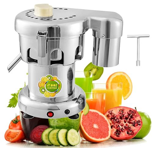 Kommersiell juicepress, centrifugaljuicer i rostfritt stål for frukt och grönsaker, 2800r/min juicepress, 80-100 kg/tim