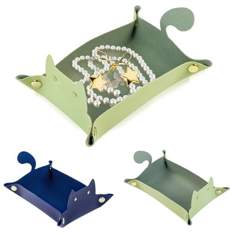 jinminamz Decorativo Piatto, Gioielli Vassoio, Orecchini Collana Anelli Organizer, Chiavi Ciotola, Pelle Vassoio Che Può Essere Posizionato su Un Comò O in Un Ingresso per Decorare La Casa (2 Pezzi)