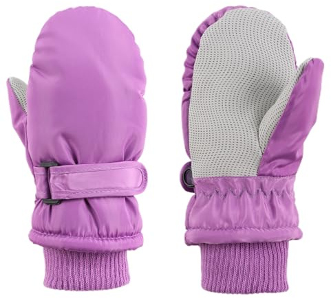 MniJiza Toddler Winter Gloves Kids Fleece Lined Snow Glove Baby Boys Girls Ski Mittens Outdoor (Solid Purple, 2-4T)