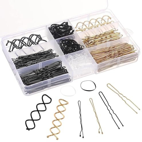 Bobby Pins, 356 Stück Haarnadeln Set Spirale Haarspangen Set U Förmige Wellenform Haarklammern mit Aufbewahrungsbox für Mädchen Kinder Haarstyler Damen