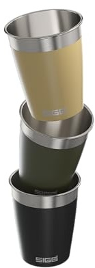 Sigg - Travel Cup Set - 3 x 0.35 L Travel Mugs - Dishwasher Safe, Stackable and Reusable - BPA-Free - Robust Stainless Steel - Ideal for Camping and Outdoor Use