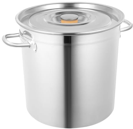 Pentola da 35 l con coperchio in acciaio inox, grande pentola per verdure di alta qualità, argento