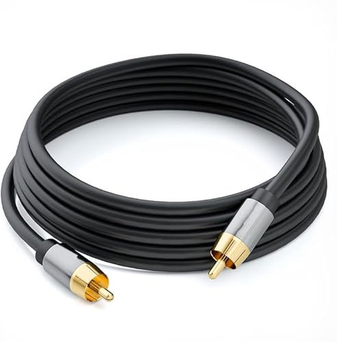 2 Pezzi Cavi Audio RCA Maschio per Maschio 1m con Connettori Placcati Oro 24K Cavo RCA Alta Qualità Schermatura Doppia Lautsprecherkabel Cinch Audio Console Nero per Subwoofer Amplificatori e Hi-Fi