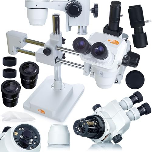 Rosfix Andromeda Pro MSAP-T-SDMS1 – stereomikroskop Trinokular | Zoom 6,7x45x utbyggbar | 360° rotation | Perfekt för elektronik och smycken | professionellt mikroskop