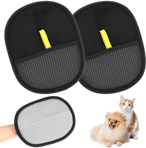 QWORK® 2 Piezas Guante quitapelos Mascotas, Guantes de Cuidado Mascotas, para Gatos, Perros y Otros Animales Peludos