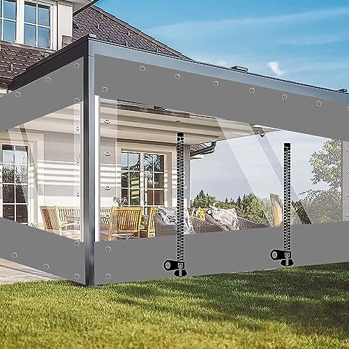 Bâche transparente avec fermeture éclair de porte, rideau de pluie en PVC de 0,3 mm d'épaisseur, bâche imperméable à œillets, 2,8 x 2 m, pour extérieur, camping et garage