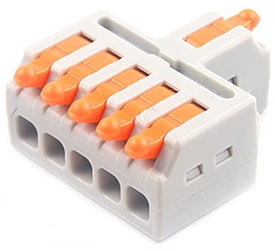 JOYELEC 11 Piezas D1-5 Conectores Eléctricos,1 Entrada y 5 Salida,Adecuado para 0.08-2.5(4.0) mm²cables,250V,32A,Conectores de Empalme de Cable Compactos,Bloques de Conexión Eléctrica