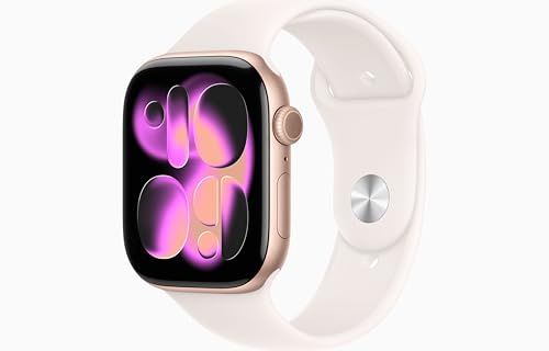 Apple Watch Series 11 [GPS, 46mm] Cassa Oro Rosa in Alluminio con Cinturino Sport Rosa Fard, M/L (Ricondizionato)