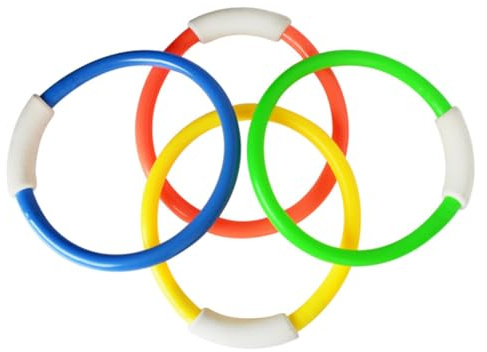 ifundom Lot de 4 Anneaux de Plongée pour Garçon et Filles, Jouets de Piscine en PVC Flexible, Bouées pour Jouets sous-Marins, Jeu Aquatique Sécurisé pour Natation et Plongée en Piscine