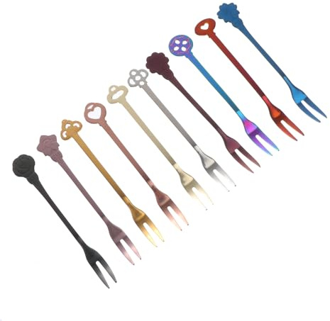 OSOLADY Forchette da Frutta in Acciaio Inox 10 Pezzi, Forchettine da Dessert per Buffet e Feste, Utensili da Cucina Riutilizzabili per Ristoranti e Uso Domestico