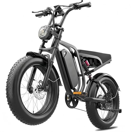 DEEPOWER Bicicletta Elettrica Per Adulti, 48V/52V 20Ah Batteria Rimovibile, Autonomia Lunga 60-110KM, Ebike Con Pneumatici Fat 20 Per Tutti I Terreni, 7 Marce, Sospensione Idraulica