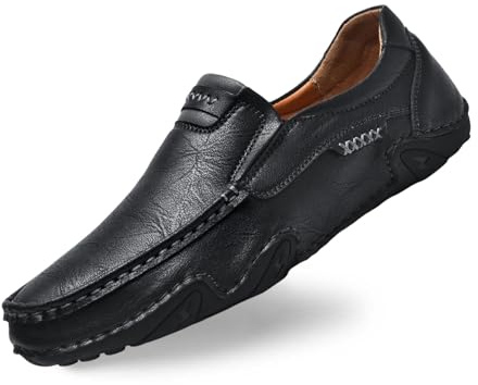 Mocassins pour homme - Chaussures de loisirs - Mode - En cuir - Sans lacets - Confortables - Décontractées - Antidérapantes - Chaussures d'affaires - Chaussures de costume confortables, Noir , 45 EU