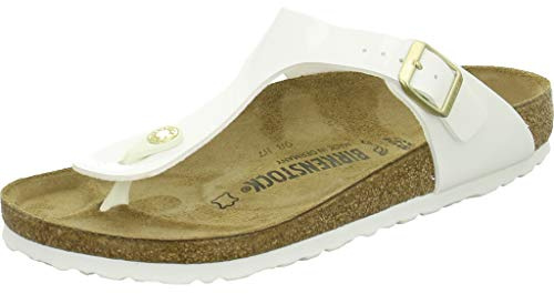 Birkenstock Classic 1005299 Gizeh Birko-Flor, Damen Zehentrenner, Weiß (Weiss Lack), 38 EU (5 UK)