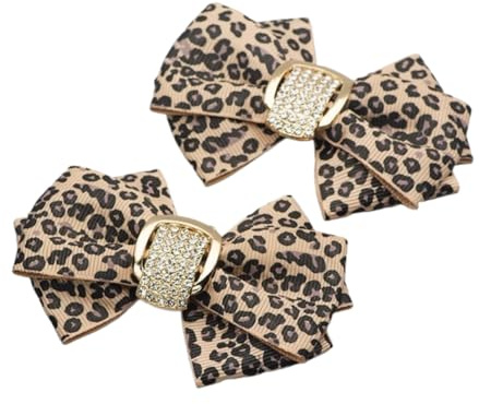 Douqu Leopard Ribbon Bow Butterfly Rhinestone Crystal High Heel Shoe Clips Removable Shoe Buckle Pairs