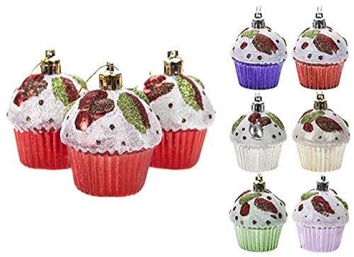 Lote de 3 adornos colgantes para magdalenas, adornos de árbol de Navidad en muchos colores