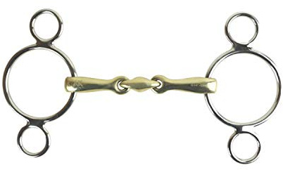 AK 3-Ring Gag with Double Jointed German Silver Horse Riding Bits AKRS-2635 (5.50'', German-Silver)