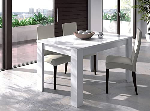 Tavolo allungabile Midland, Consolle estensibile per Sala da pranzo, Tavolo apribile da cucina con prolunga, 140/190x90h78 cm, Bianco