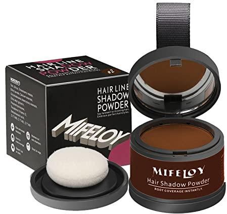 MIFELOY Root Cover Up Powder, Touch Up Hair Color for Grey, Roots Concealer for Beard Line Eyebrow, Instantly Conceals Hair Loss, Roots Coverage Powder for Thinning Grays Hairline, Medium Brown