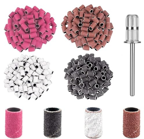 XIATIAN 221 Pièces Embouts Ponceuse Manchons, Bandes de Ponçage Professionnelles 80# 120# 180# 240# Embout Ponceuse Ongles Ponceuses Rouleaux Lime Ongles pour Manucure Pédicure (1*Forets à Ongles)