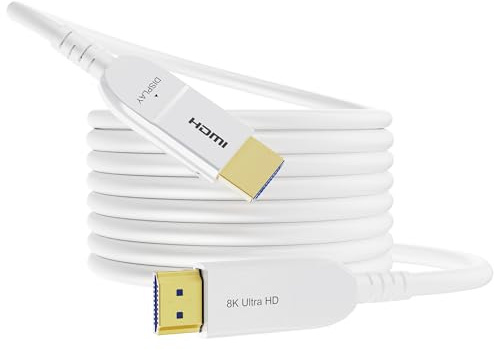 Anehmeta 8K Fiber Optic HDMI Cable 50FT, Long Active HDMI 2.1 Cable 48Gbps Ultra High Speed 8K@60Hz 4K@120Hz HDR10 eARC 3D HDCP 2.3 Compatible for Laptop, PC, Monitor, PS5, PS4, Xbox, HDTV, Projector
