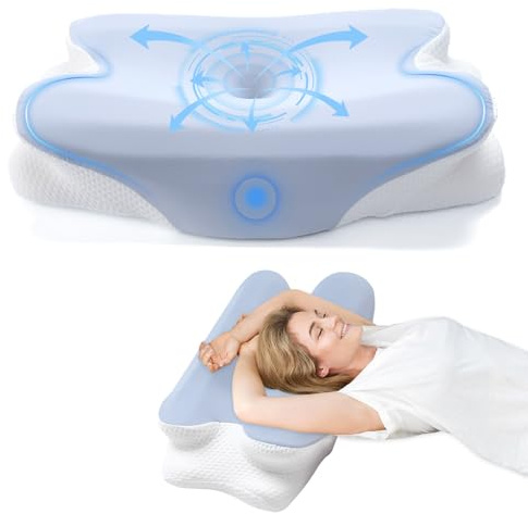 BBWELL Almohada Cervical de Espuma Viscoelastica,Almohada Ortopédica Ergonómica,Almohada Antironquidos para Dormir de Lado y Boca Arriba Alivia Dolor de Cuello y Espalda