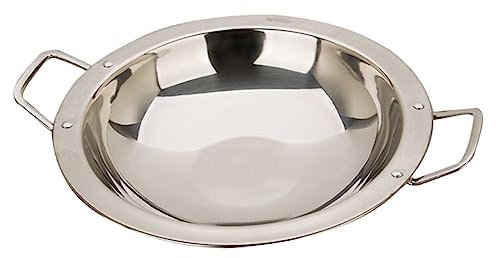 HOLIDYOYO Pentola Calda Da Cucina in Acciaio Inossidabile Spesso 26cm Manici Doppi Per Uso Quotidiano e Paella Domestica Resistente All'usura