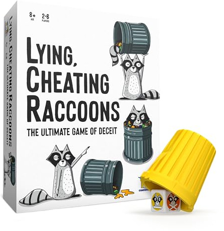 Lying, Cheating Raccoons – The Ultimate Bluffing Dice Game for 2-6 Players, Ages 8+ – Family Fun!