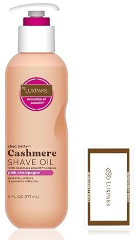 Gamuza de limpieza con aceite de afeitado de cachemir E.O.S rosa champán (177,4 ml) – Aceite de afeitar hidratante para mujeres – de Luxpaks