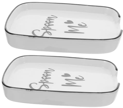 OFFSCH 2piezas Reposacucharas De Cerámica Hecho Mano Portacucharas Para Encimera De Cocina Soporte Para Cucharones Espátulas y Pinzas Para Uso Diario Cocina o Cafetería