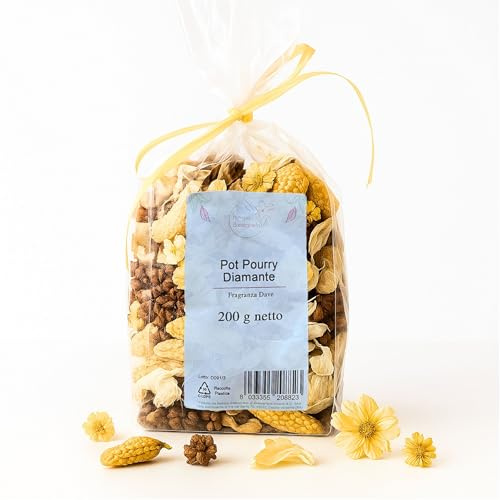 BRESEGHELLO - Pot Pourri DIAMANTE per Profumazione Casa 200 g - Pot Pourri con Fiori Secchi Profumati Fragranza Dave