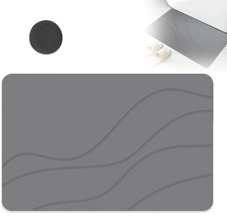 Alfombra de Piedra Diatomita Dura, 60 x 39 cm Alfombrilla Baño, Alfombra de Baño Antideslizante, Alfombrilla Baños Antideslizante Secado Rápido, Tapete Absorbente para Baños y Cocina
