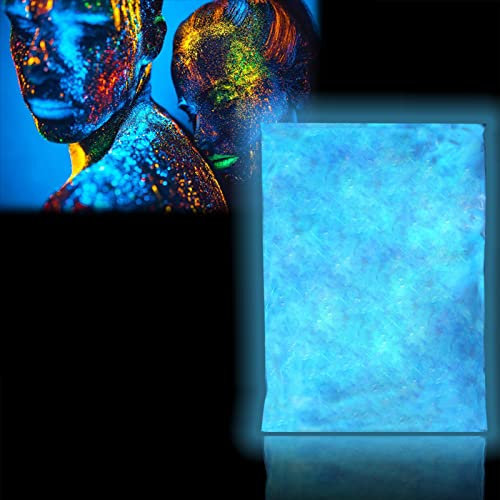 Fluoreszierende Pulver, 100G Fluoreszierendes Pulver Selbstleuchtend, Halloween Deko Professionelle Leuchtpigmente, Phosphoreszierend und Ungiftig Neon Lichter Dunkle Pigmente, Farbe Pigment(blau)