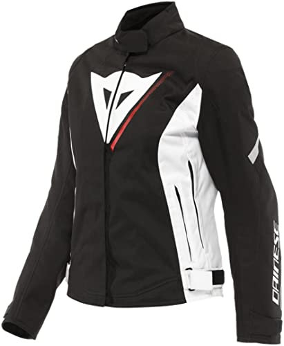 Dainese Veloce Lady D-Dry Jacket, Motorradjacke Ganzjährig Wasserdicht mit Abnehmbarer Thermoschicht, Damen, Schwarz/Weiß/Lava Rot, 40