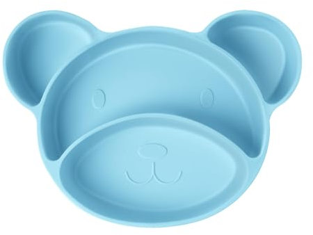 Vicloon Baby Teller, Baby Tischset, Silikon Babygeschirr Rutschfest mit Saugnäpfen, BPA-Freie, Kann in der Spülmaschine und Mikrowellem, Kinderteller für Kleinkinder und Kinder-Bär