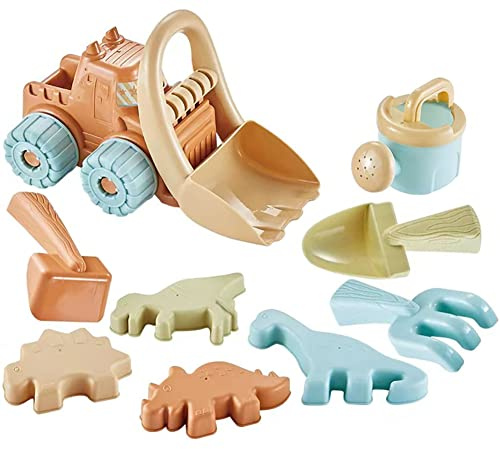JAWSEU Jouet de Plage Enfant, Kit de Jeu de Plage Enfant Jeux Sable avec Seau Plage, Pelle Râteaux, Camion, Moules à Sable Réutilisable Jouet D'été pour Bac a Sable Intérieur Extérieur