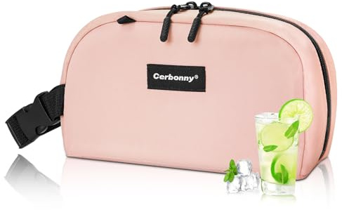 Cerbonny Small Cooler Bag, Freezable Lunch Bag with Ice Packs, Pink | Insulated, perfect for office, school & travel. Great for yogurt, fruit snacks and drinks. Suitable for adults/kids