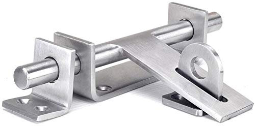 EaUso Schlossriegel,Schieberiegel,Türschlossbolzen,Schieberiegel-Torriegel,Hochleistungs-Edelstahl-Fasstürriegel,Sicherheitsriegelriegel，Mit Vorhängeschlossloch (Farbe:Silber)