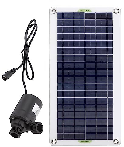 Kit Pompe Fontaine Solaire, 30W 12V 800L/H Panneau Solaire Polysilicone Pompe à Eau pour Bain d'oiseaux, étang à Poissons, Jardin, Hydroponique, Pelouse, Petite Pompe Submersible