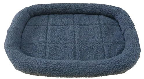 HugglePets Comfy Sheepskin Enclosed Dog Bed Medium Dove Grey. Rectangular Machine Washable Dog Beds with Thick Edging and Slip-Proof Backing.