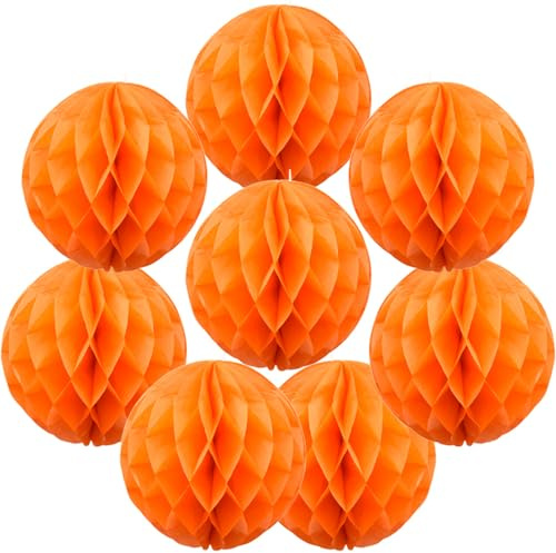 Yosawa 8 bolas de papel de panal de abeja para fiesta, bolas de papel para decoración de bodas, cumpleaños, baby shower, habitación de bebé, decoración de guardería (naranja/Q)