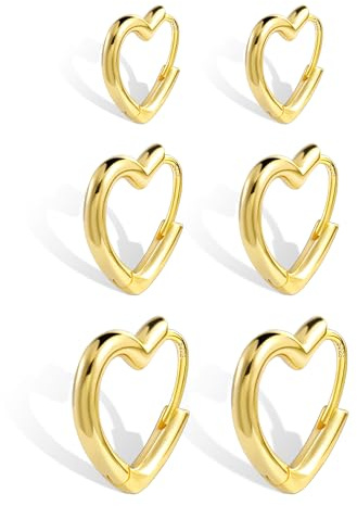 ALEXCRAFT 4/6 Pares Pendientes de Aro de Plata 925 Chapado en Oro de 14k Para Mujer con Múltiples Agujeros