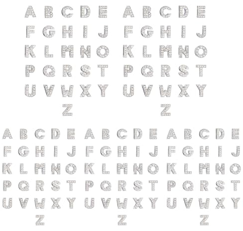 PEUTIER 130pz Lettere di Strass A Alla Z, Ciondoli con Lettere Dell'Alfabeto Diapositive Pendenti con Lettere per la Creazione di Gioielli per Bracciali Braccialetti Artigianali Fai-da-te Collana