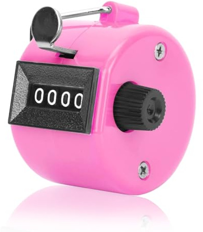 LICQIC 4-digit Clicker Counter, Handheld Counters, Tally Counter, for Counting, Scoring, Knitting, Golf (Pink)