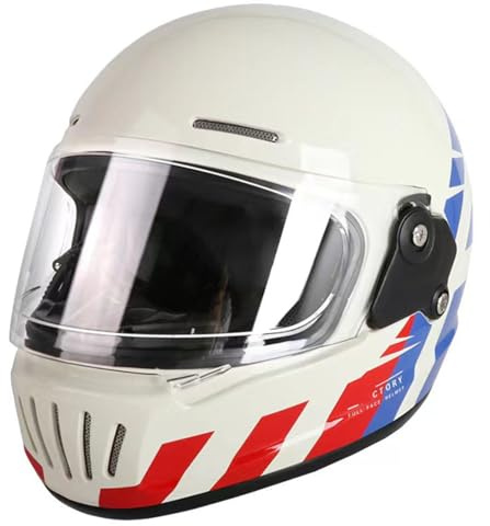Vintage Casque Intégral Moto avec Visière Casque de Moto pour Homme et Femme,ECE Homologue Casque de Motocross Convient aux Quatre Saisons 5,L=59~60cm