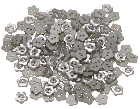 HARFINGTON 150pcs 17L Flower Sewing Buttons 9/20(11mm) Resin Star 2-Hole Craft Replacement Buttons for Sewing Clothing and DIY, Grey