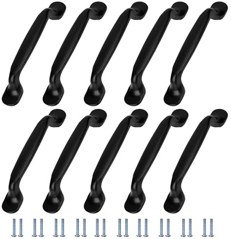 Jesustree Maniglie per Mobili da Cucina Nero, 10 Pezzi Maniglie Armadio in Alluminio con Viti per Decorazioni per la Casa Cassetti Armadio Porta, Distanza Fori 128mm