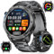 Smartwatch Herren mit GPS,Kompass,Barometerdruck,Höhenmesser, 1.43'' AMOLED Display, 170+ Sportmodi, 5ATM Wasserdicht, 45+ Tage Akku, Militär Smartwatch Edelstahl für Android iOS (2 Uhrbänder)Schwarz